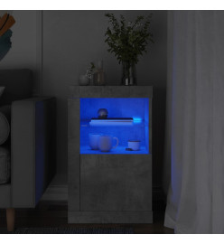 Armoire latérale avec lumières LED gris béton bois d'ingénierie