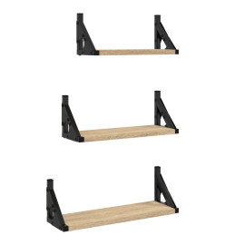 Ensemble d'étagères murales 3pcs chêne sonoma bois d'ingénierie