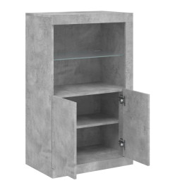 Armoire latérale avec lumières LED gris béton bois d'ingénierie