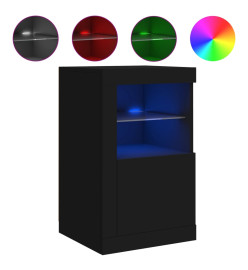 Armoire latérale avec lumières LED noir bois d'ingénierie