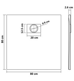 Receveur de douche SMC Marron 80x80 cm