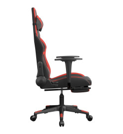 Chaise de jeu avec repose-pied Noir et rouge Similicuir