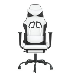 Chaise de jeu avec repose-pied Blanc et noir Similicuir