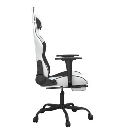 Chaise de jeu avec repose-pied Blanc et noir Similicuir