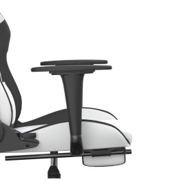 Chaise de jeu avec repose-pied Blanc et noir Similicuir