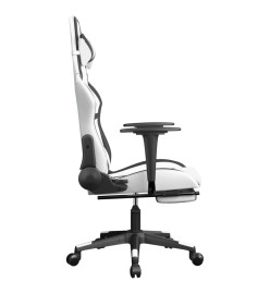 Chaise de jeu avec repose-pied Blanc et noir Similicuir