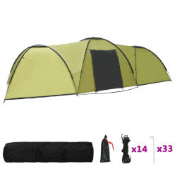 Tente igloo de camping 650x240x190 cm 8 personnes Vert