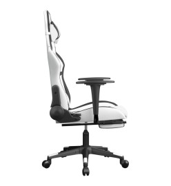 Chaise de jeu de massage avec repose-pied Blanc&Noir Similicuir