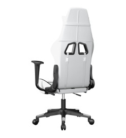 Chaise de jeu de massage avec repose-pied Blanc&Noir Similicuir