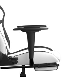 Chaise de jeu de massage avec repose-pied Blanc&Noir Similicuir