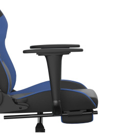 Chaise de jeu avec repose-pied Noir et bleu Similicuir