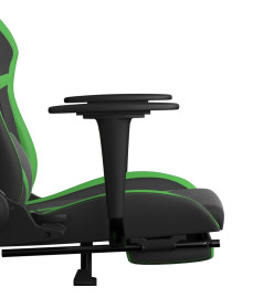 Chaise de jeu de massage avec repose-pied Noir&Vert Similicuir