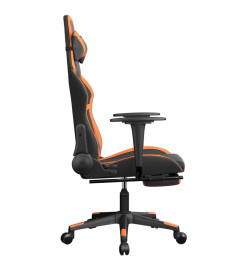 Chaise de jeu avec repose-pied Noir et orange Similicuir