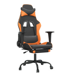 Chaise de jeu avec repose-pied Noir et orange Similicuir