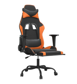 Chaise de jeu avec repose-pied Noir et orange Similicuir