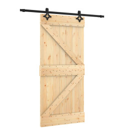 Porte coulissante et kit de quincaillerie 95x210 cm pin massif