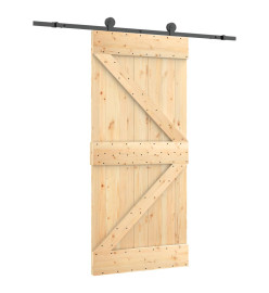 Porte coulissante et kit de quincaillerie 95x210 cm pin massif