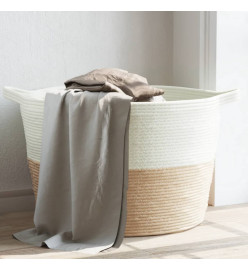 Panier à linge beige et blanc Ø60x36 cm coton