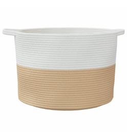 Panier à linge beige et blanc Ø55x36 cm coton