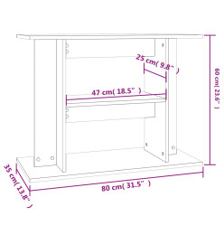 Support pour aquarium sonoma gris 80x35x60 cm bois d'ingénierie