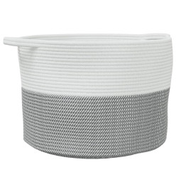 Panier à linge gris et blanc Ø55x36 cm coton