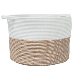 Panier à linge marron et blanc Ø55x36 cm coton