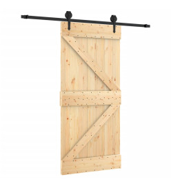 Porte coulissante et kit de quincaillerie 95x210 cm pin massif