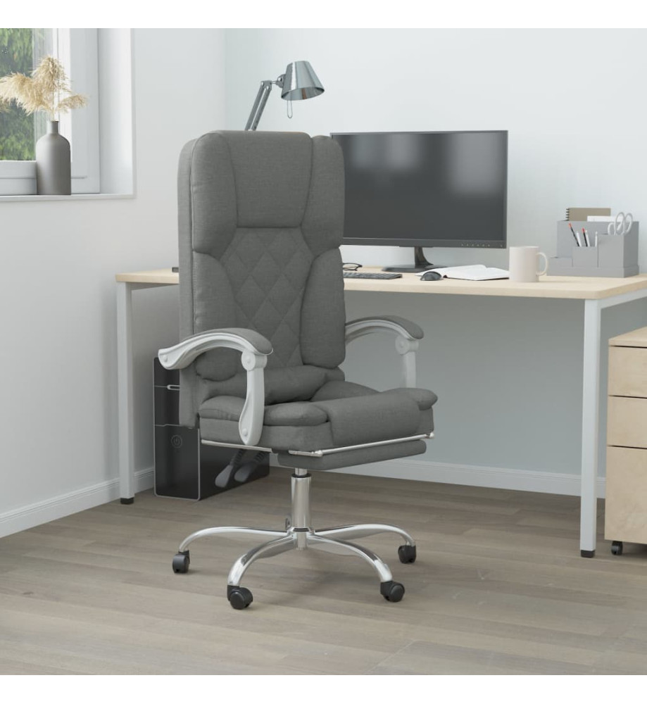 Fauteuil de massage inclinable de bureau Gris foncé Tissu