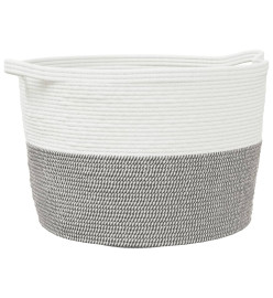 Panier à linge gris et blanc Ø60x36 cm coton