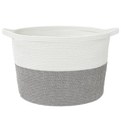 Panier à linge gris et blanc Ø60x36 cm coton