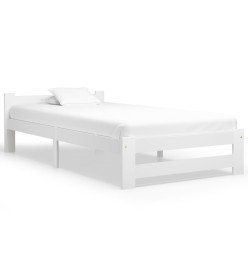Cadre de lit Blanc Bois de pin massif 100x200 cm