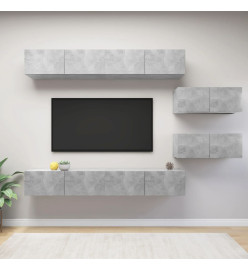 Ensemble de meuble TV 6 pcs Gris béton Aggloméré