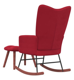 Chaise à bascule avec repose-pied Rouge bordeaux Velours