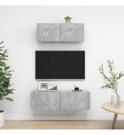 Ensemble de meuble TV 2 pcs Gris béton Aggloméré