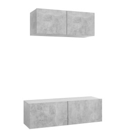 Ensemble de meuble TV 2 pcs Gris béton Aggloméré