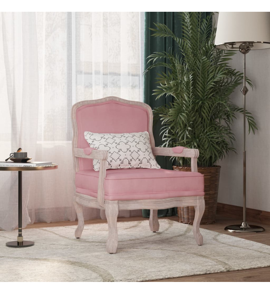 Fauteuil rose 64x64x90 cm velours