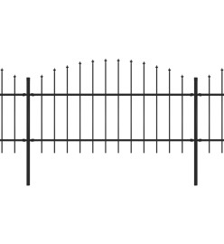 Clôture de jardin à dessus en lance Acier (1-1,25)x13,6 m Noir