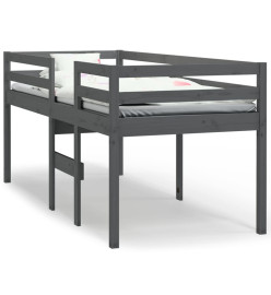Lit haut Gris 80x200 cm Bois de pin massif