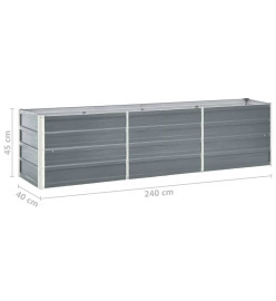 Lit surélevé de jardin Acier galvanisé 240x40x45 cm Gris