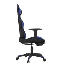 Chaise de jeu avec repose-pied Noir et bleu Similicuir