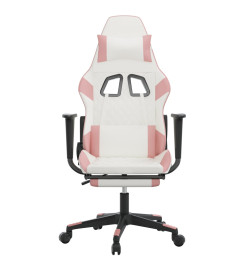 Chaise de jeu avec repose-pied Blanc et rose Similicuir