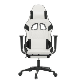 Chaise de jeu avec repose-pied Blanc et noir Similicuir