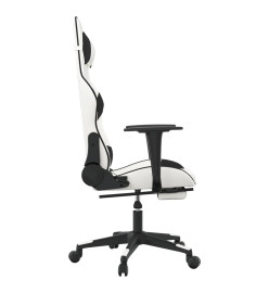 Chaise de jeu avec repose-pied Blanc et noir Similicuir