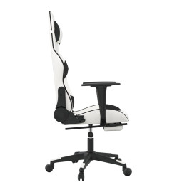 Chaise de jeu de massage avec repose-pied Blanc&Noir Similicuir