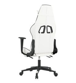 Chaise de jeu de massage avec repose-pied Blanc&Noir Similicuir