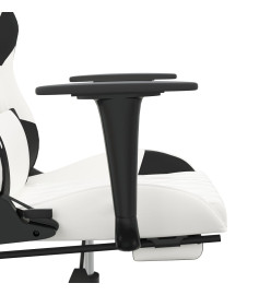 Chaise de jeu de massage avec repose-pied Blanc&Noir Similicuir