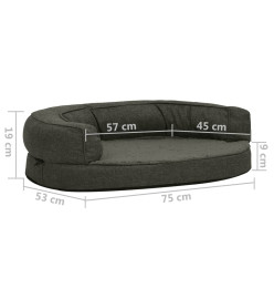 Matelas de lit ergonomique pour chien 75x53 cm Gris foncé