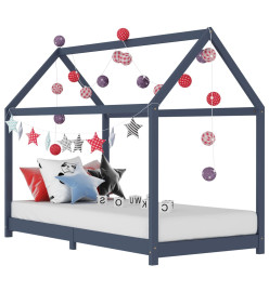Cadre de lit d'enfant Gris  Bois de pin massif 90 x 200 cm