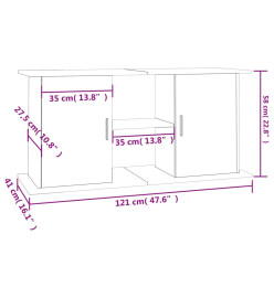 Support pour aquarium chêne fumé 121x41x58 cm bois d'ingénierie