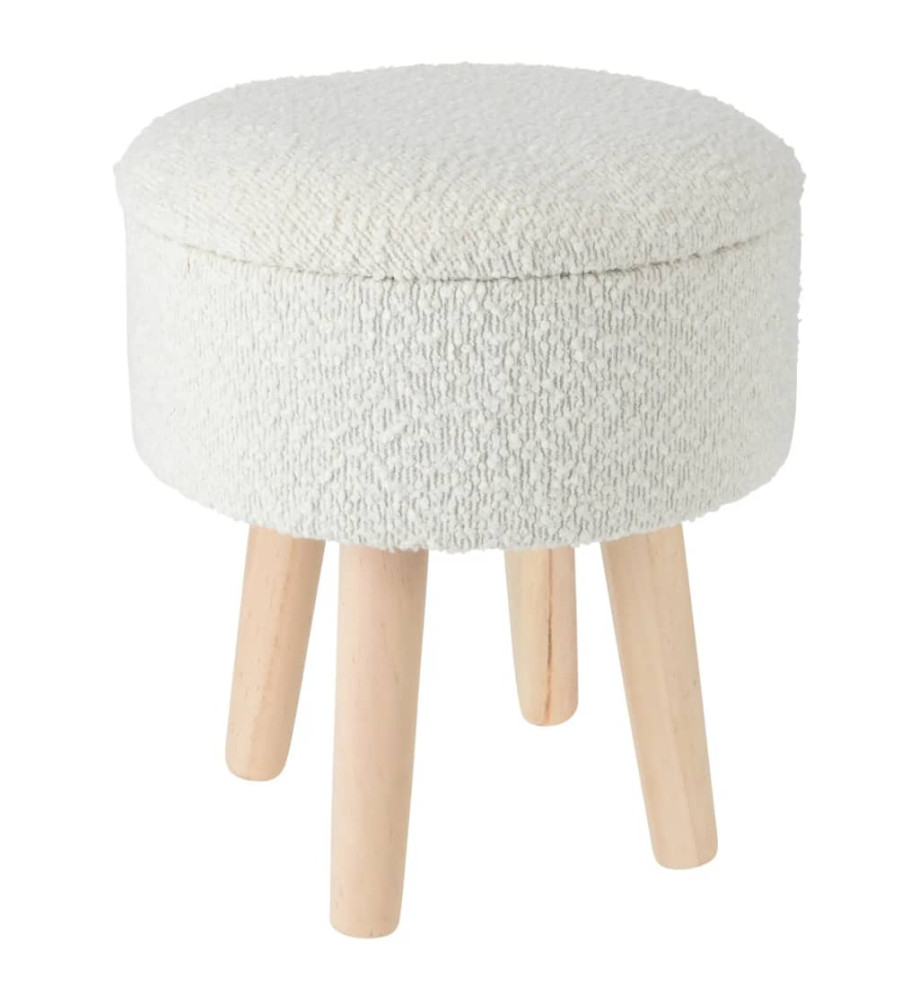 Home&Styling Tabouret de rangement Ø28,7x33,8 cm blanc ivoire